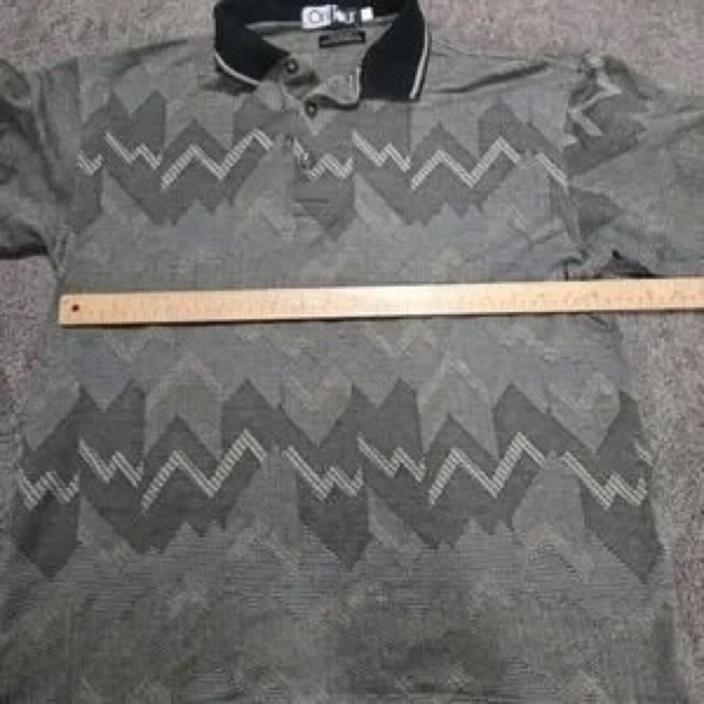 Kids Green Patterned Polo Shirt with Black Collar - Picture 3 of 7